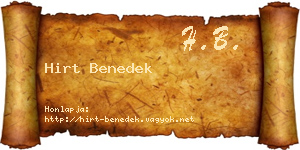 Hirt Benedek névjegykártya